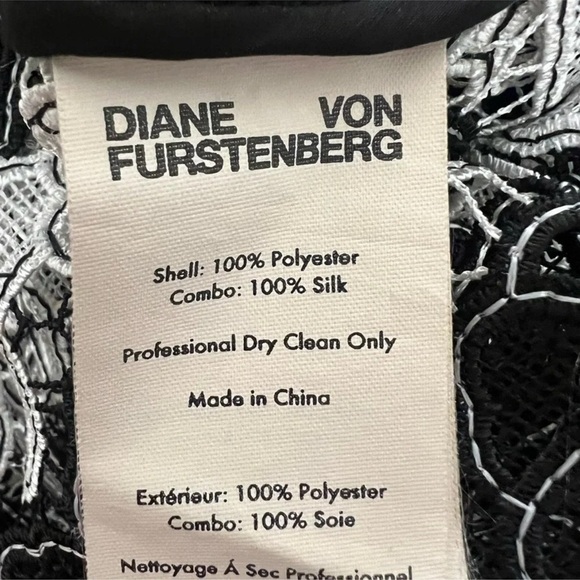 Diane von Furstenberg black and white macramé floral Guipure lace dress Size 2 - Picture 11 of 14